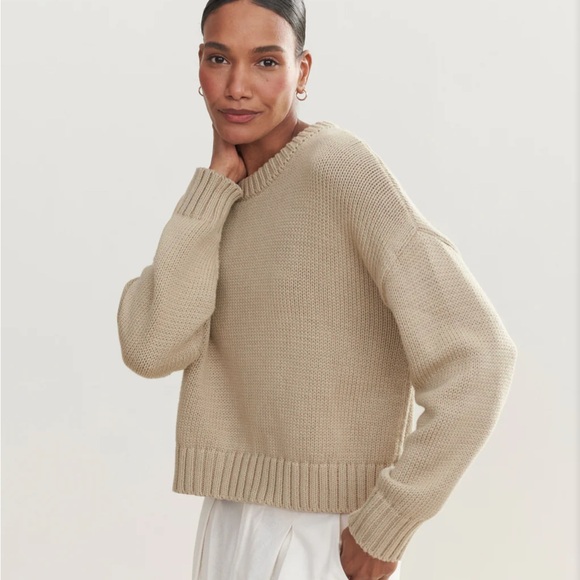 NWT Jenni Kayne Chloe Crewneck in Wheat - Picture 3 of 7